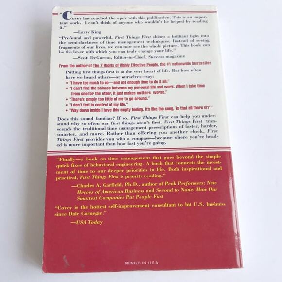 Stephen R. Covey First Things First Paperback Book Business Time Management - Picture 2 of 7